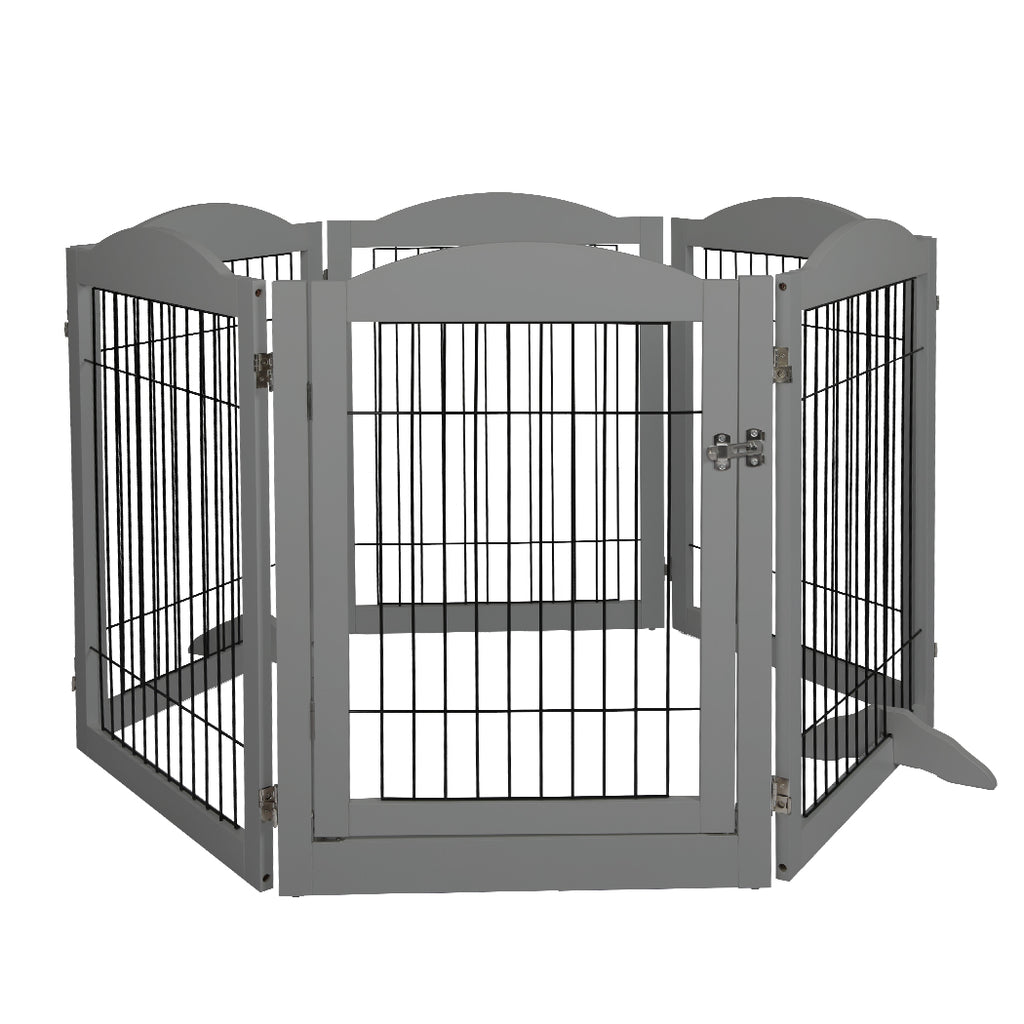 PaWz 6 Panels Pet Dog Playpen Puppy Grey-1973193674401648641