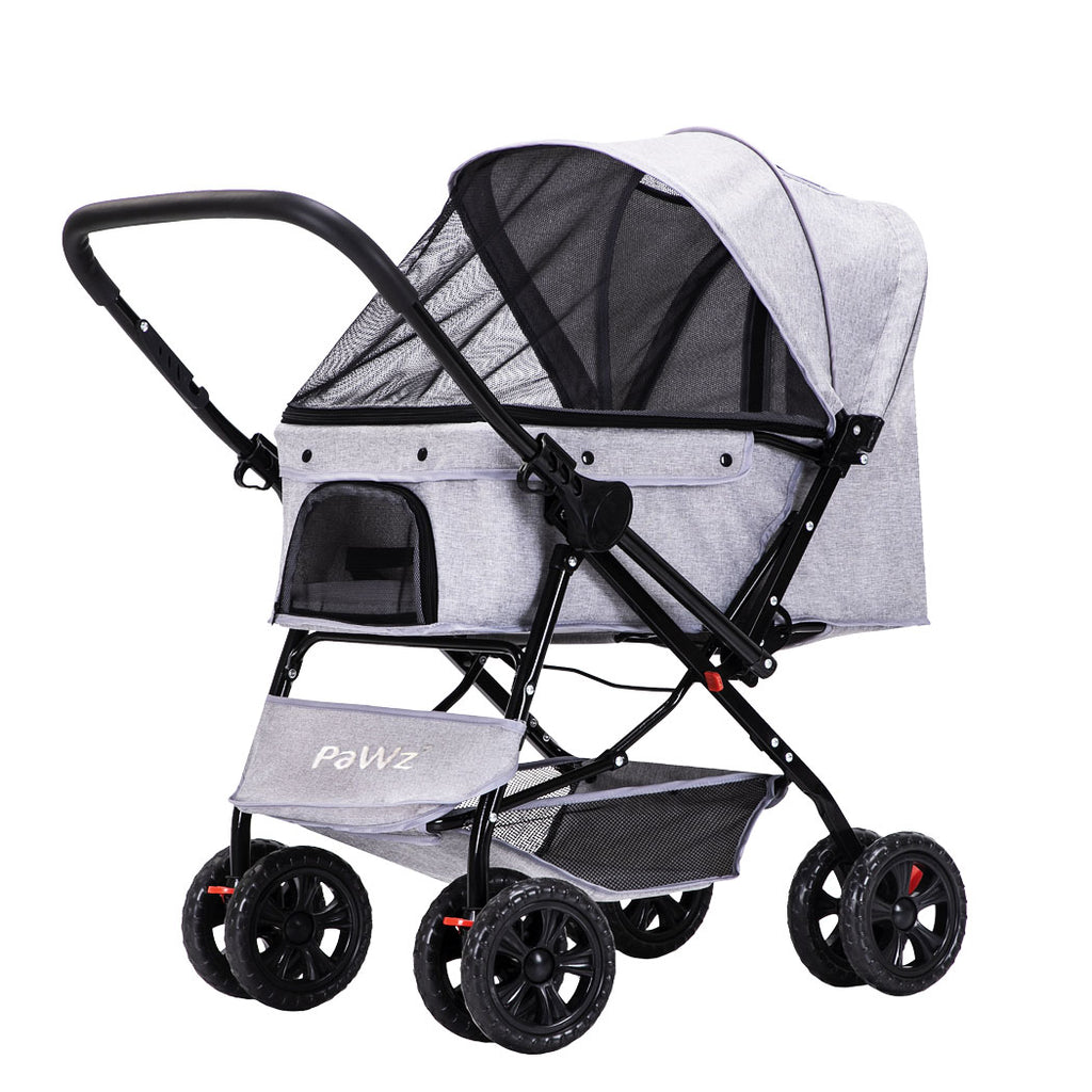PaWz Pet Stroller Pram Dog Carrier Trailer Grey-1973193719360393217
