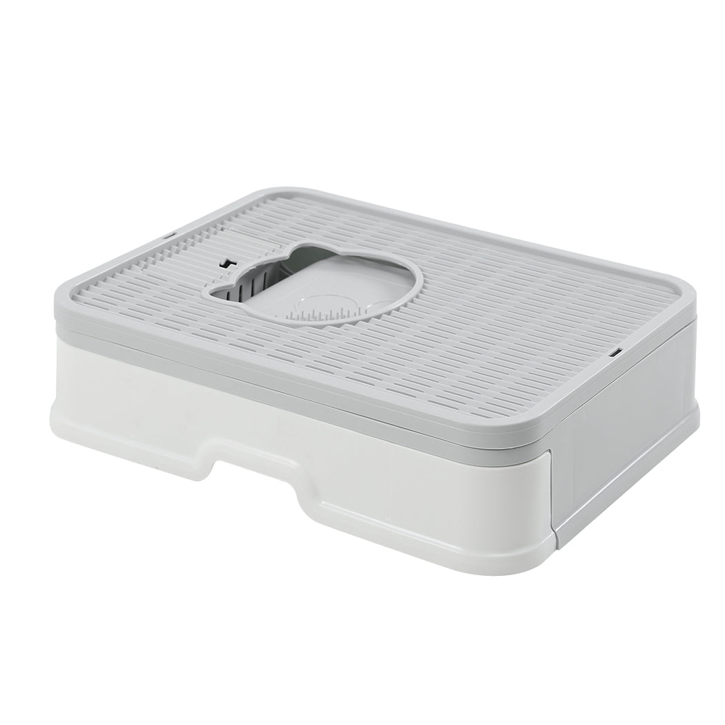 PaWz Foldable Cat Litter Box Tray Enclosed Grey-1975420460250304513