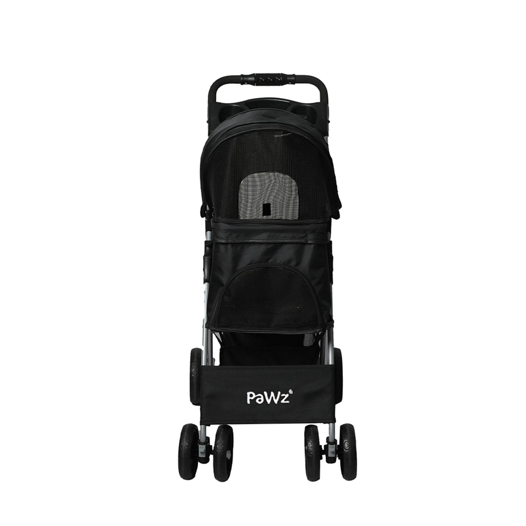 PaWz 4 Wheels Pet Stroller Dog Cat Cage Black-1973193718240514049