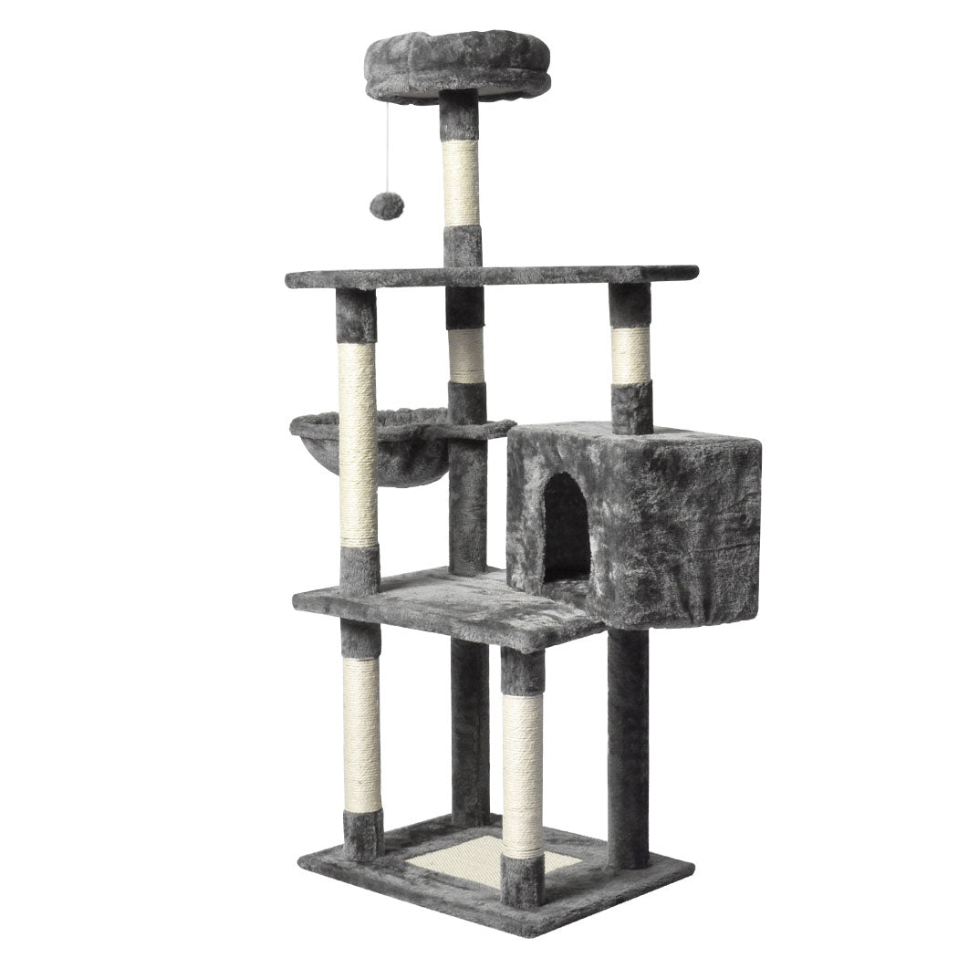 PaWz 130cm Cat Tree Toy Scratching Post Grey-1975420471298101249
