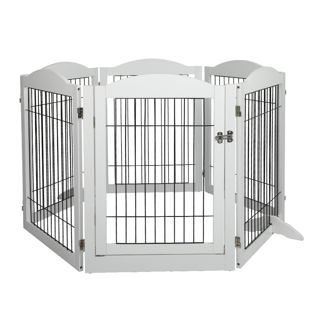 PaWz 6 Panels Pet Dog Playpen Puppy White-1973193674594586625