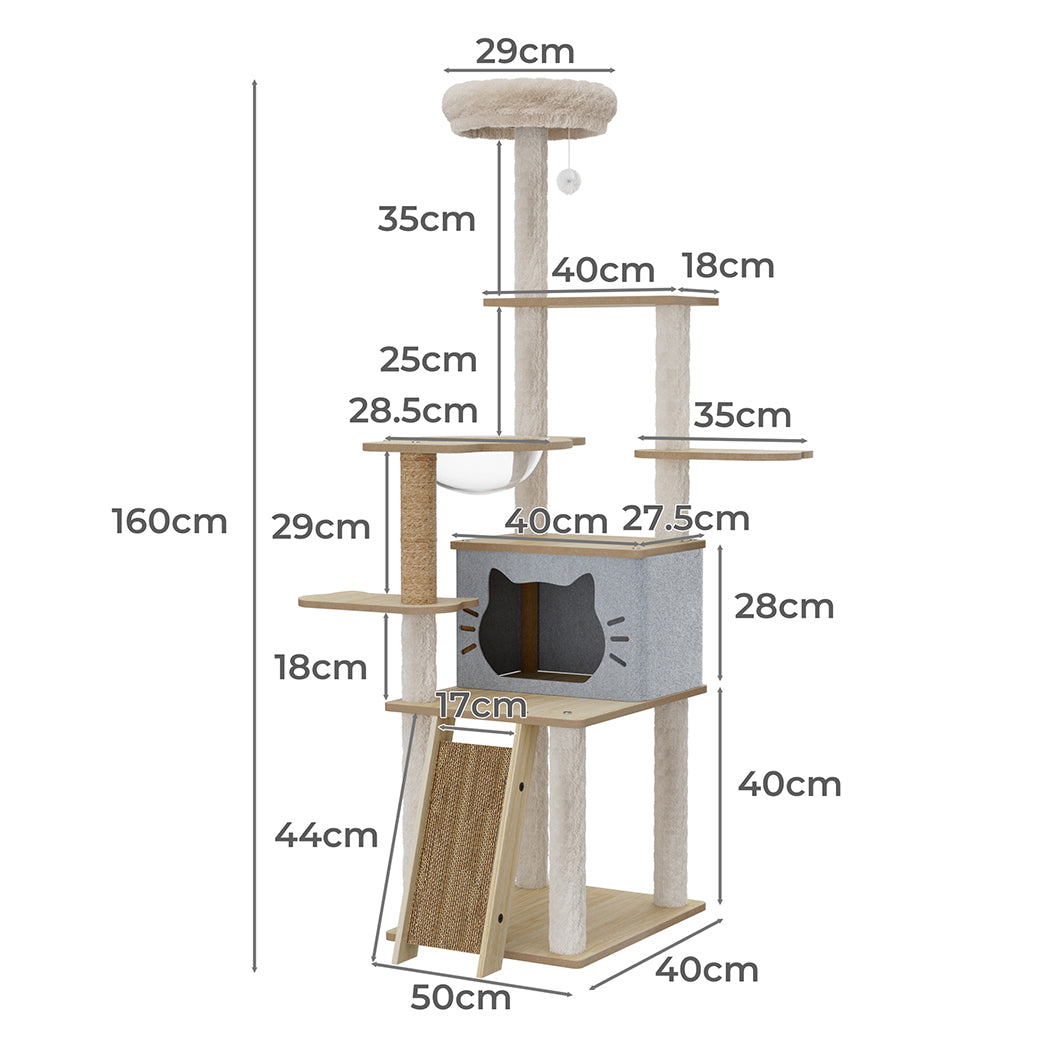 Pawz Cat Tree Tower Large Scratcher Condo House 160cm-1973193540561408002