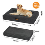 Pawz XL Size Orthopedic Dog Bed with Corduroy Removable Cover Waterproof Washable Grey-1973193548052434946