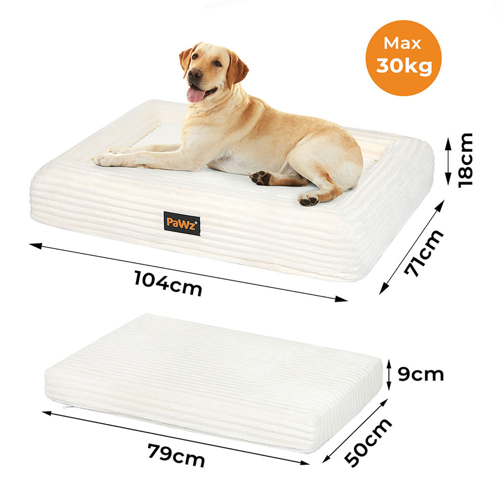 Pawz XL Size Orthopedic Dog Bed with Corduroy Removable Cover Waterproof Washable Beige-1975420347792625666