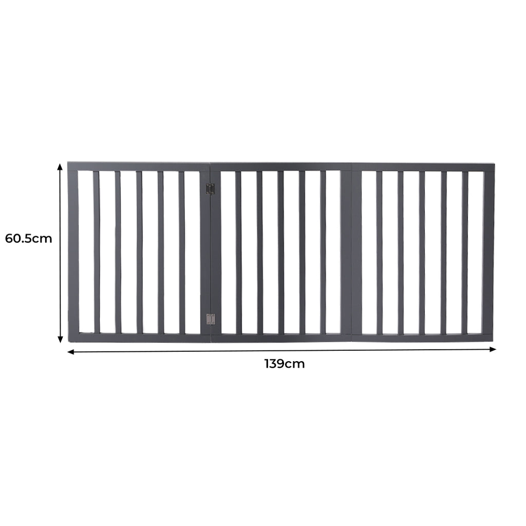 Wooden Pet Gate Dog Fence Retractable Grey 2000x 3MM-1975420451777810434