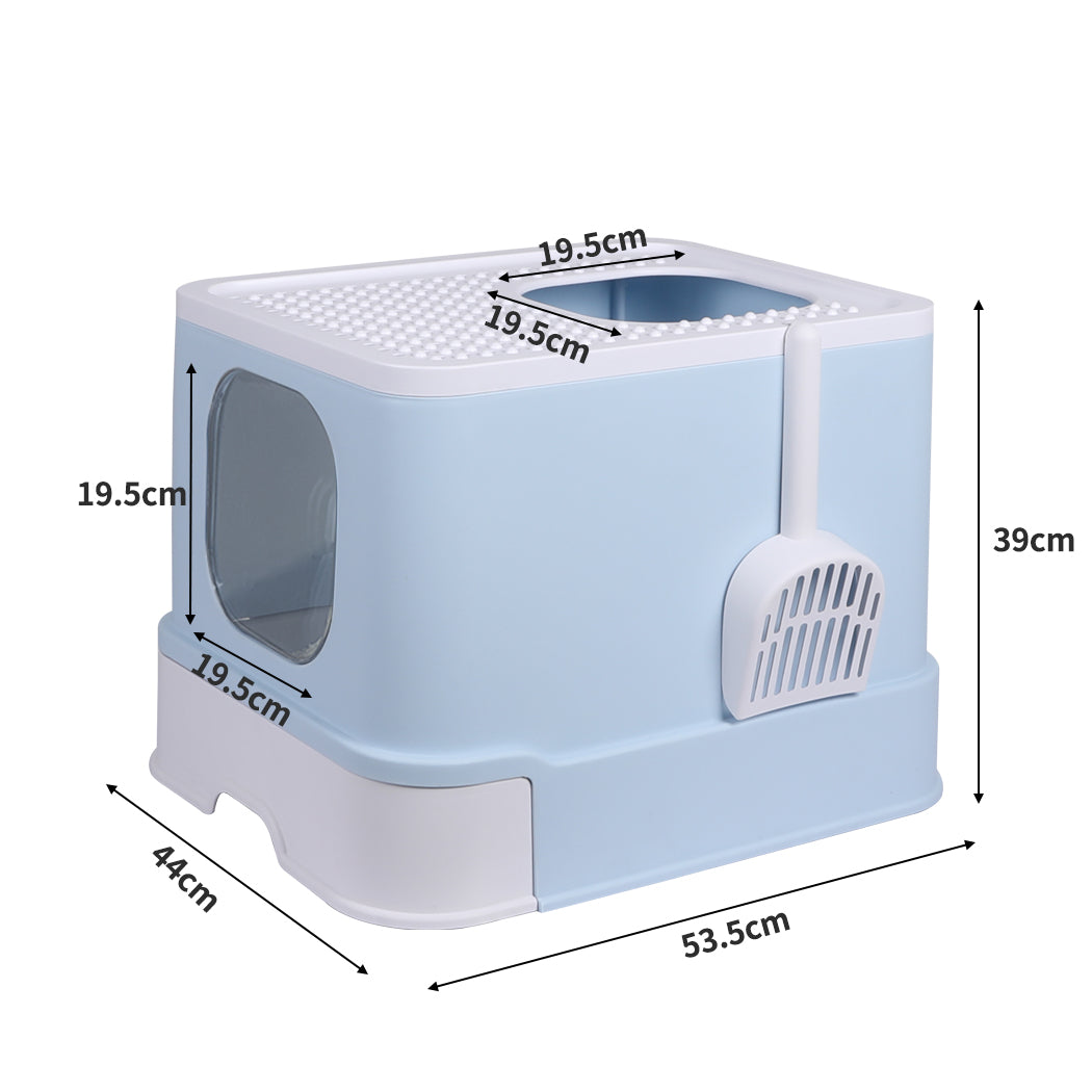 PaWz Cat Litter Box Fully Enclosed Kitty Blue-1973193623709290498
