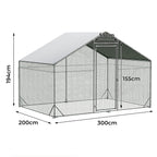 Pawz 200x300x194cm Large Metal Walk-in Chicken Coop Cage-1973193526204305410