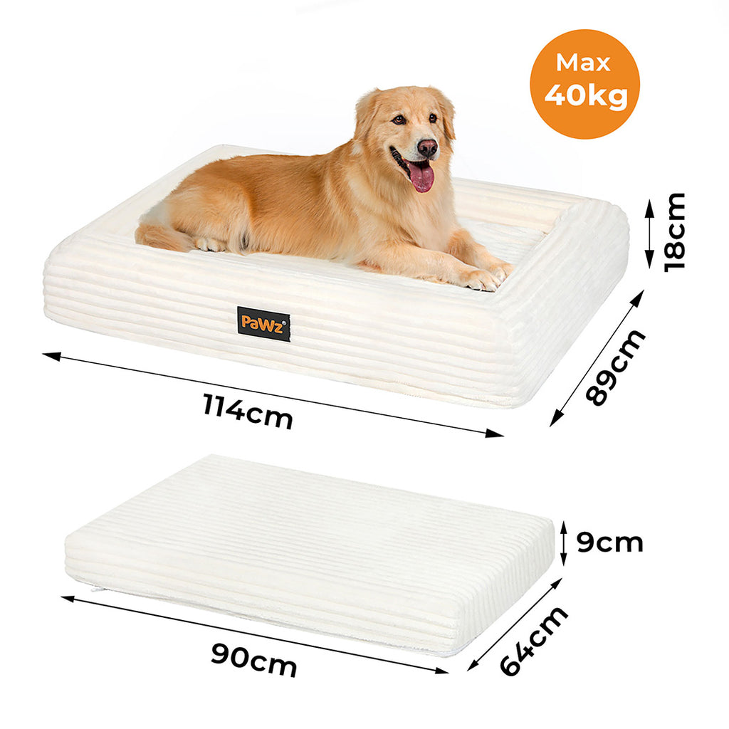 Pawz XXL Size Orthopedic Dog Bed with Corduroy Removable Cover Waterproof Washable Beige-1975420347981369346