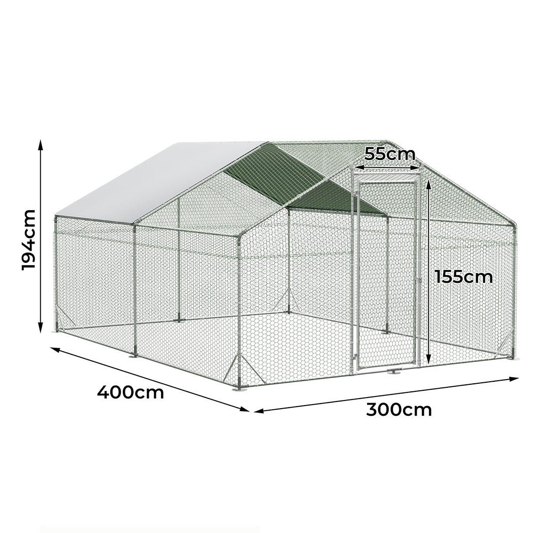 Pawz 400x300x194cm Large Metal Walk-in Chicken Coop Cage-1973193526388854786