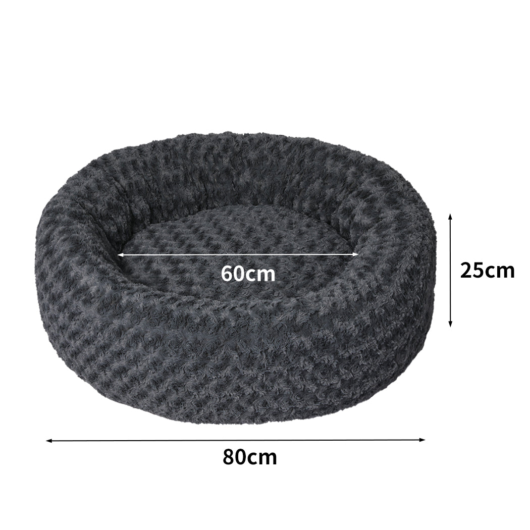 PaWz Calming Dog Bed Warm Soft Plush L Dark Grey Large-1973193664826052610