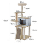 Pawz Cat Tree Tower Scratcher Wood Condo House 120cm-1973193540364275714