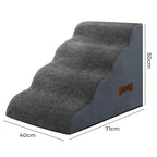 Pawz 4 Steps Pet Stairs Dog Ramp High Density Foam Grey-1973193539760295938