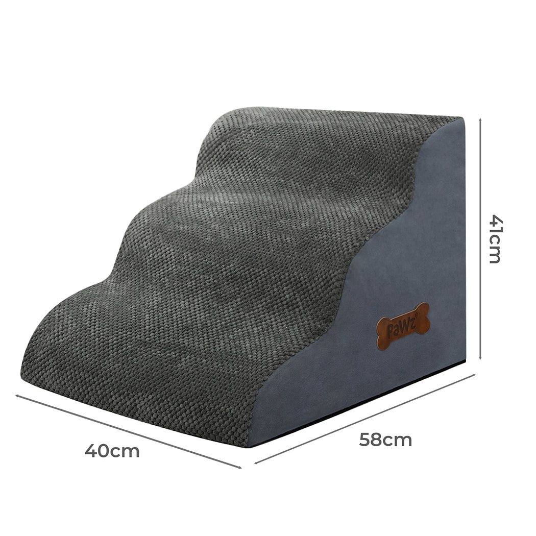 Pawz 3 Steps Pet Stairs Dog Ramp High Density Foam Grey-1973193539579940866