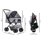 PaWz Pet Stroller Pram Dog Carrier Trailer Grey-1973193719360393218