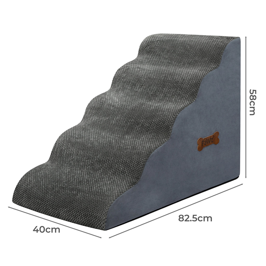Pawz 5 Steps Pet Stairs Dog Ramp High Density Foam Grey-1973193539949039618