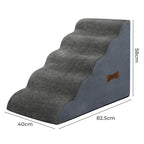 Pawz 5 Steps Pet Stairs Dog Ramp High Density Foam Grey-1973193539949039618