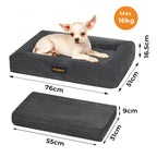 Pawz M Size Orthopedic Dog Bed with Corduroy Removable Cover Waterproof Washable Grey-1973193547645587458