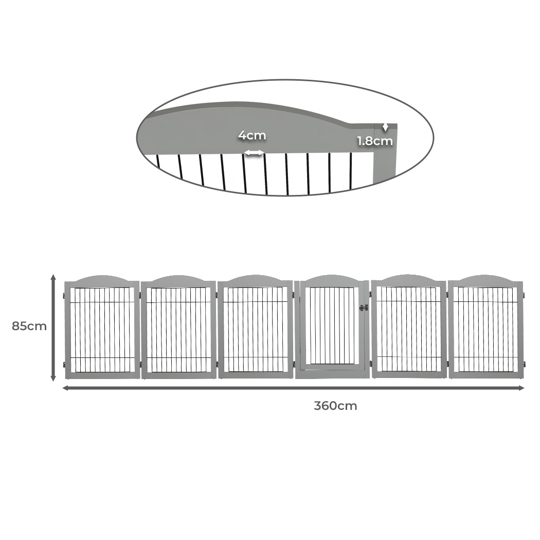 PaWz 6 Panels Pet Dog Playpen Puppy Grey-1973193674401648642