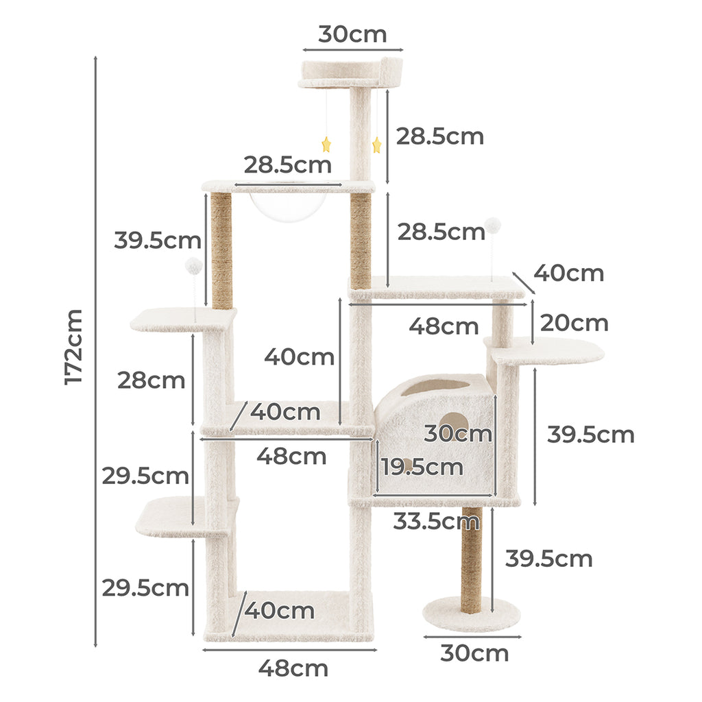 Pawz Cat Tree Tower Large Scratcher Condo House 172cm-1973193540842426370