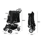 PaWz 4 Wheels Pet Stroller Dog Cat Cage Black-1973193718240514050