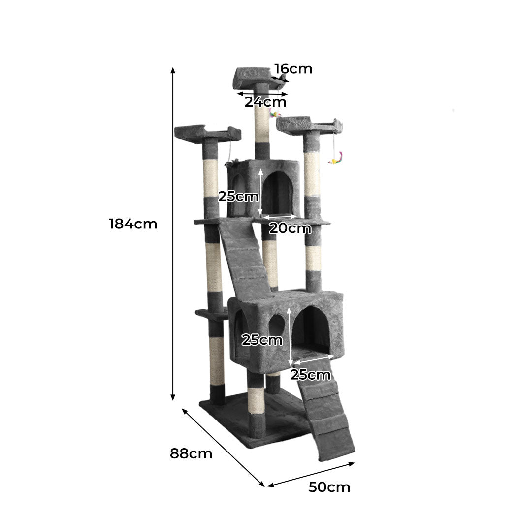 PaWz 184cm Cat Trees Scratching Post Grey-1973193908032770050