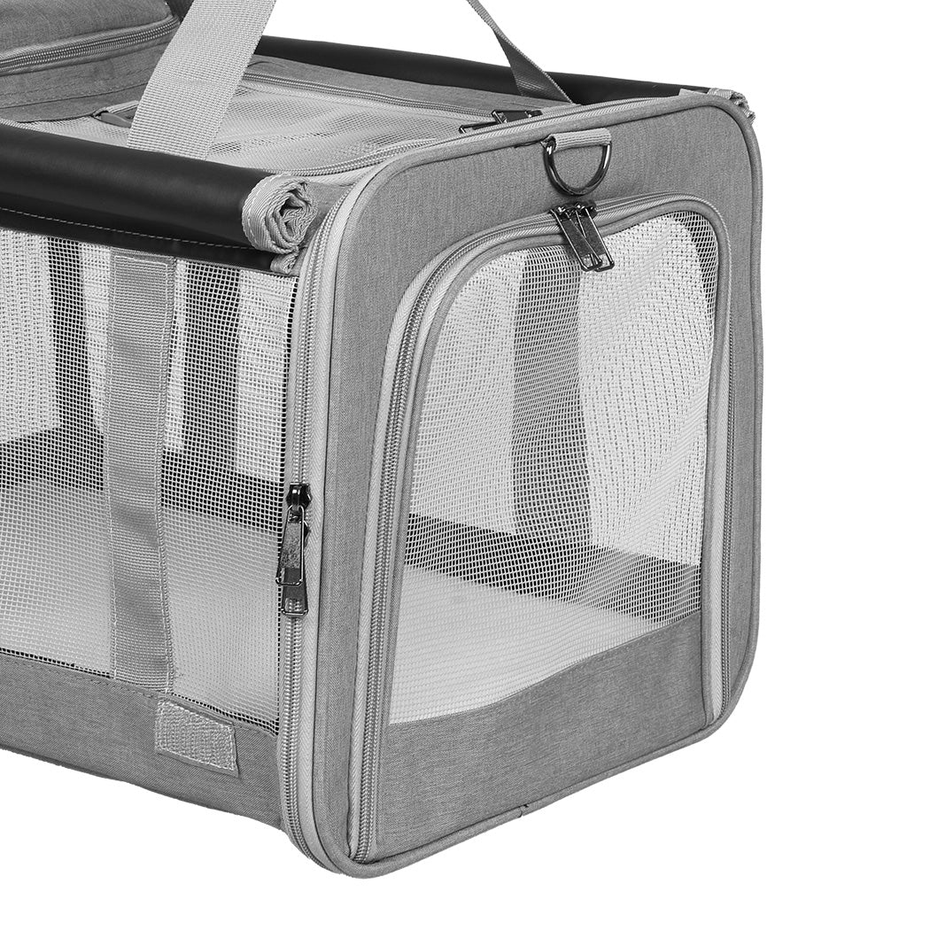 Pawz 3 in 1 Pet Soft Crate Dog Cat Carrier XL Size Grey-1975420341580861444