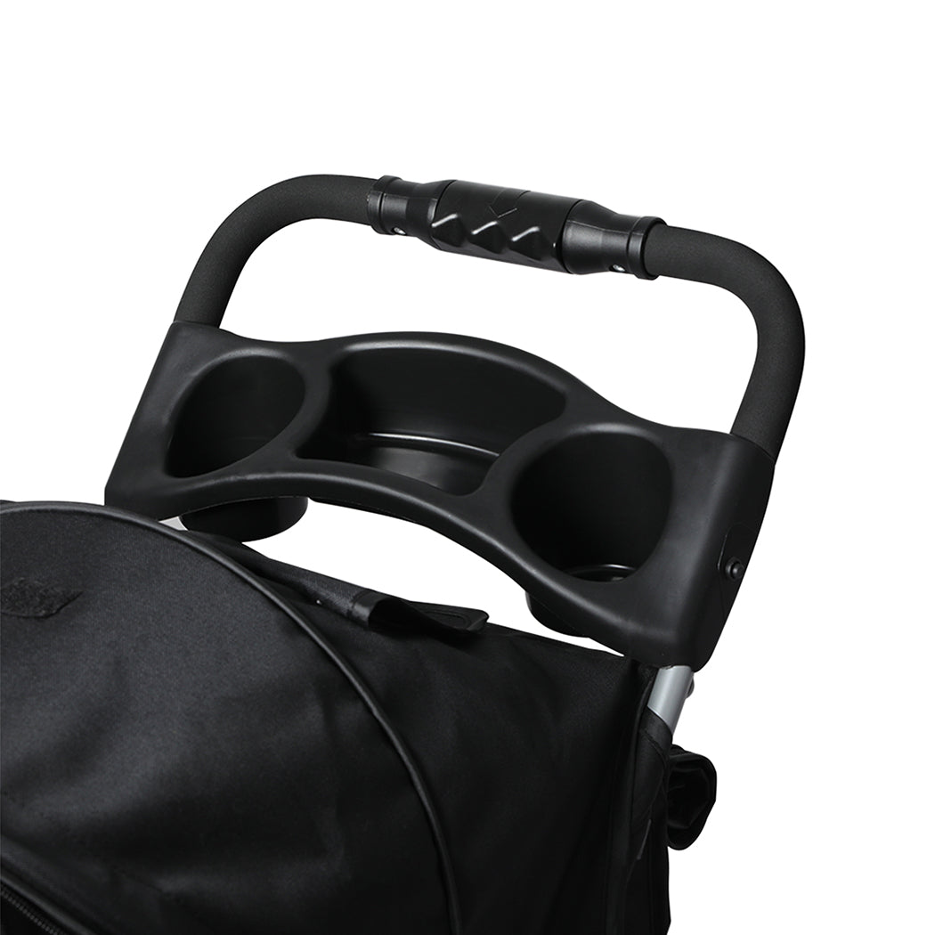 PaWz 4 Wheels Pet Stroller Dog Cat Cage Black-1973193718240514052