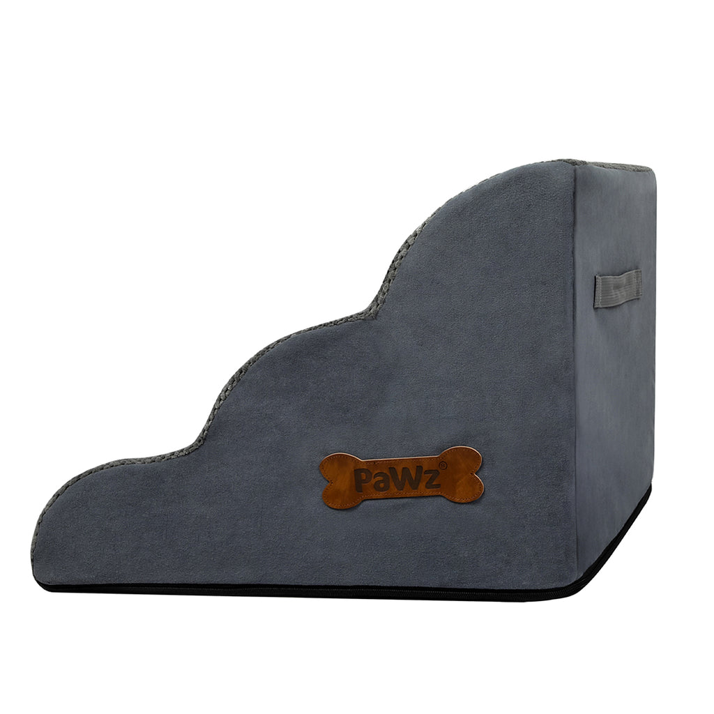 Pawz 3 Steps Pet Stairs Dog Ramp High Density Foam Grey-1973193539579940868